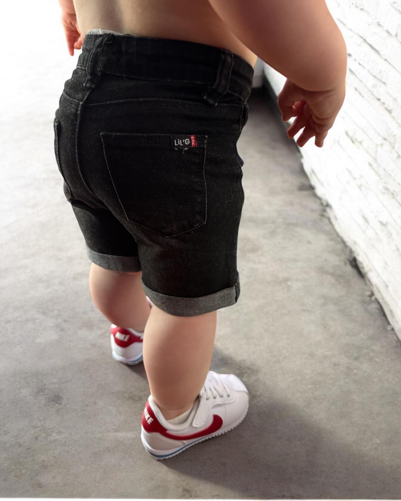 STRETCH DENIM SHORTS - BLACK