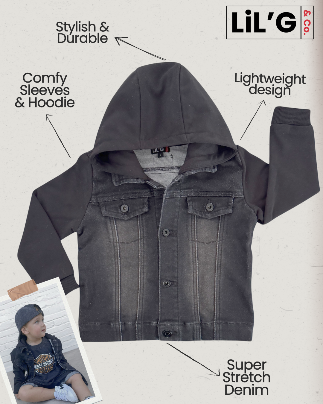 STRETCH DENIM JACKET (BLACK) + CUSTOM BULLS TEE- LIMITED EDITION