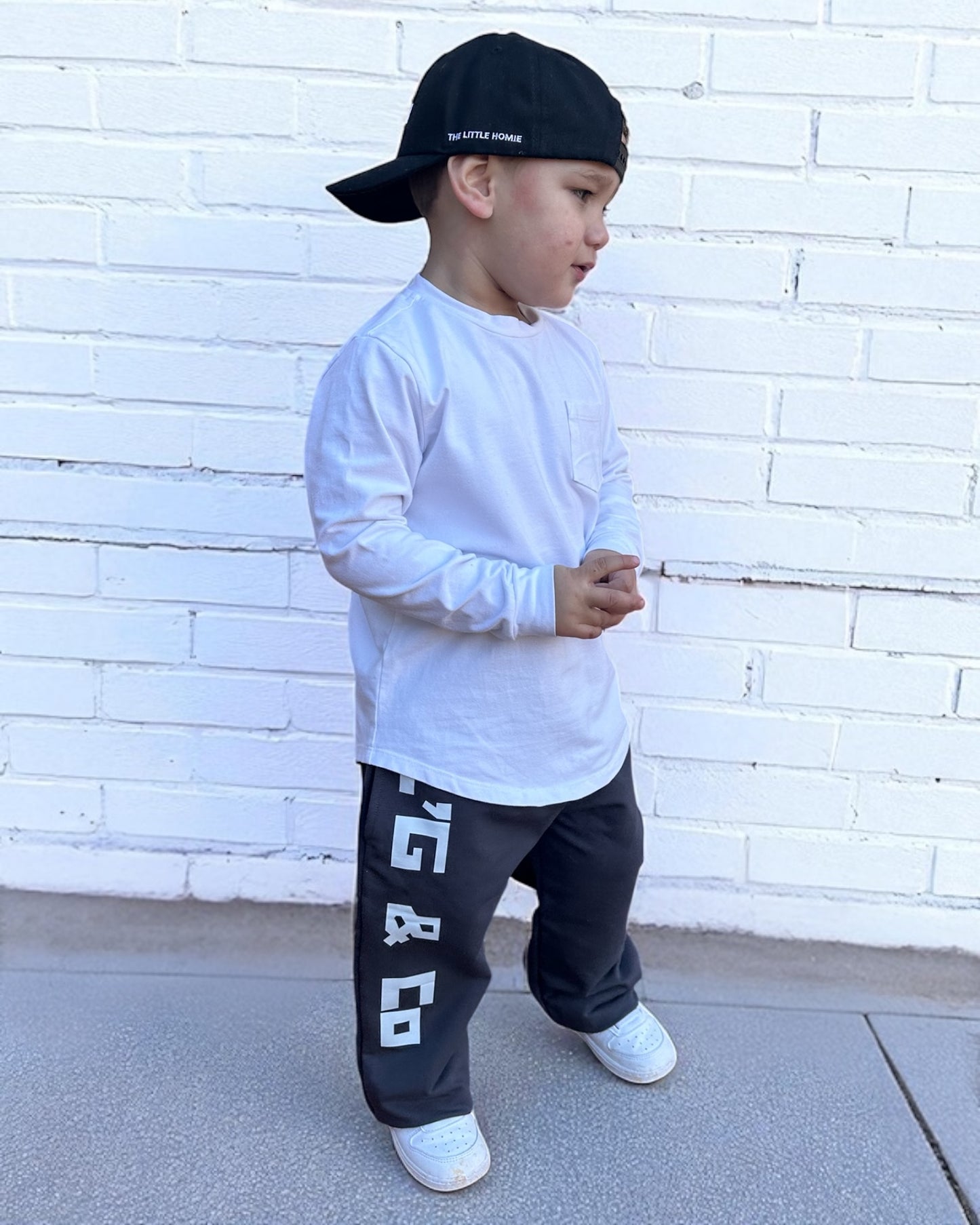 Long Sleeve Tee + Track Pant Set - Charcoal