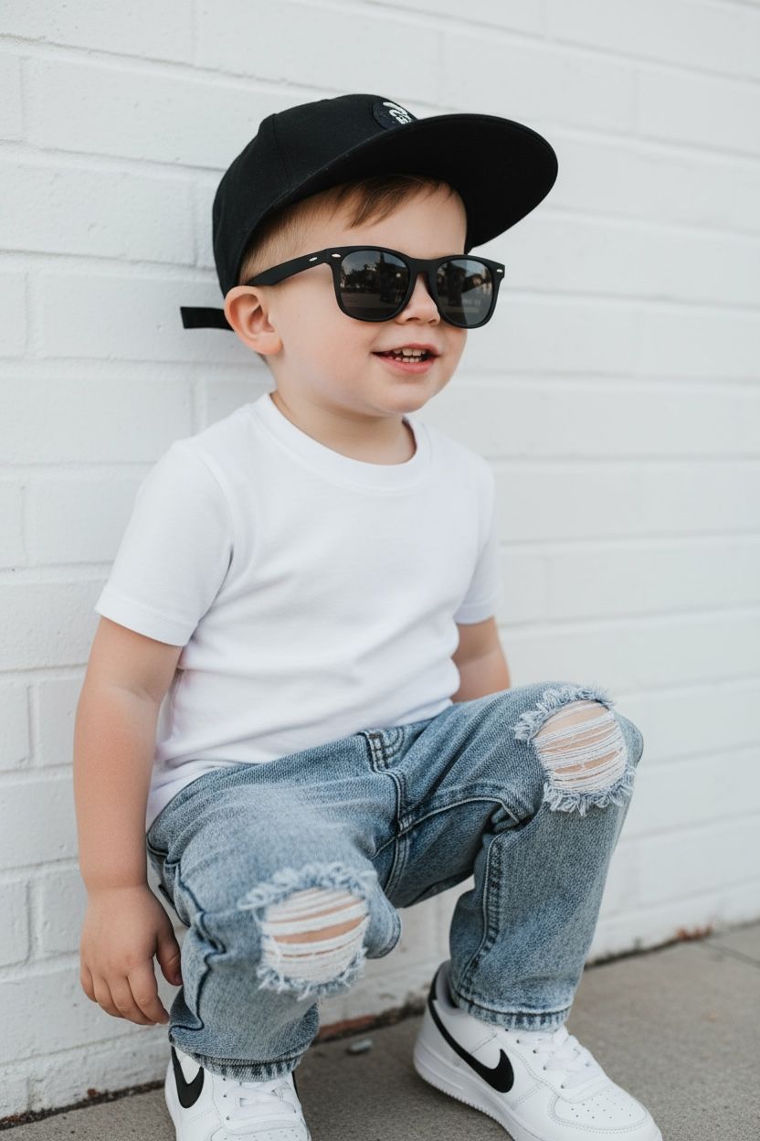 DISTRESSED MANNIX DENIM KIDS JEANS - LIGHT BLUE