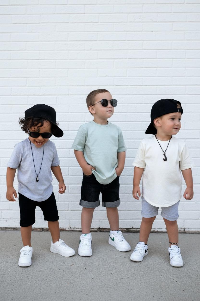 SHORT SLEEVE T-SHIRT - 3 PACK - LIGHT SAGE, WHITE + GREY