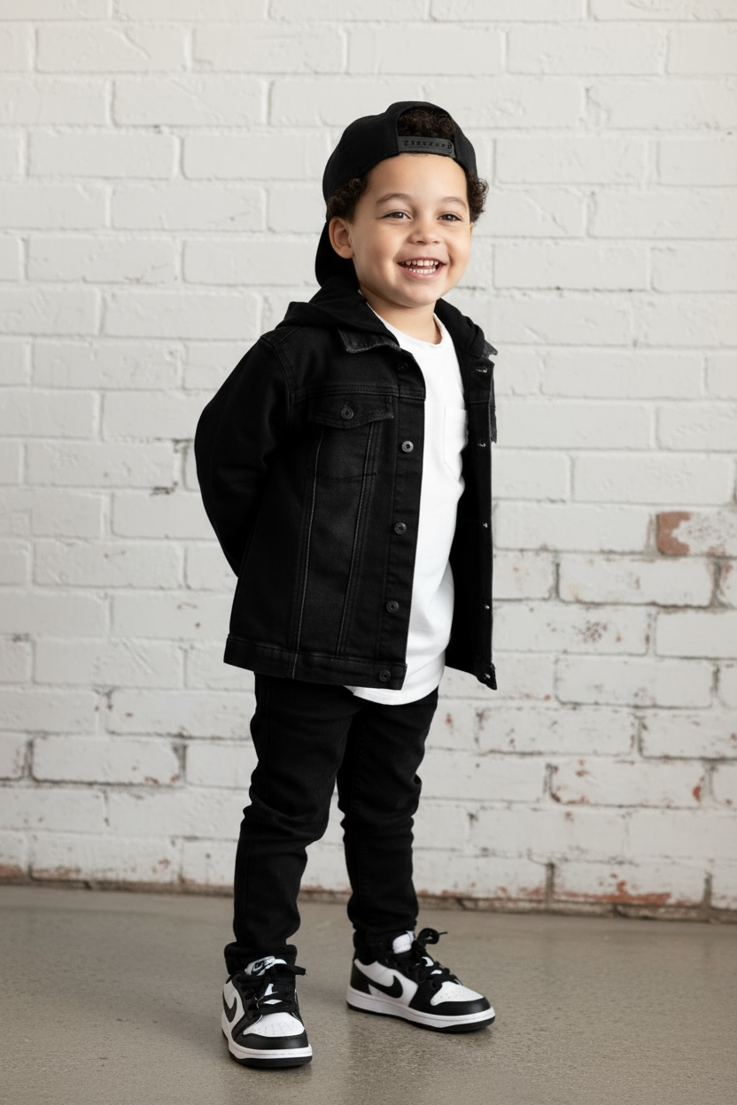 STRETCH DENIM JACKET - BLACK