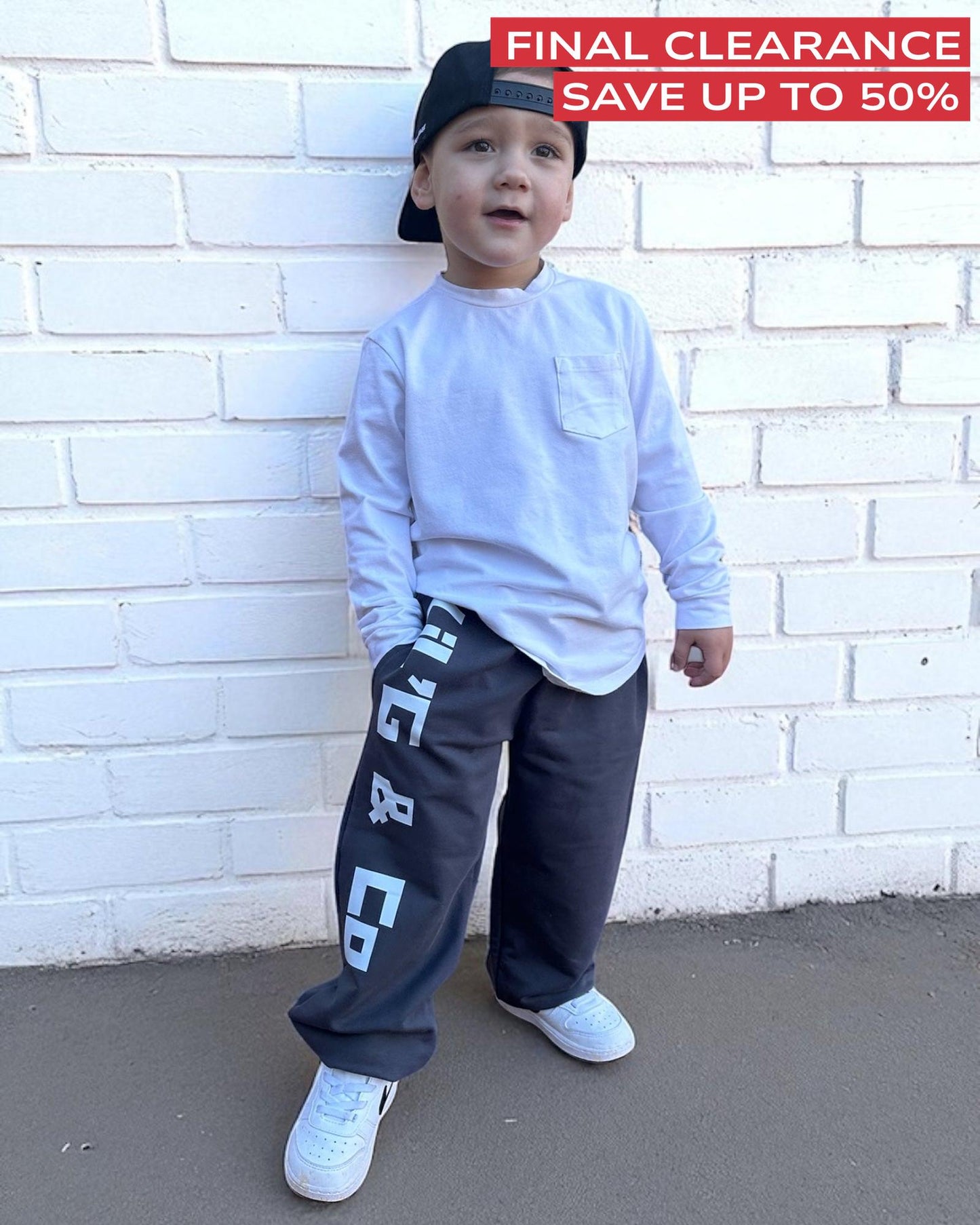 Long Sleeve Tee + Track Pant Set - Charcoal