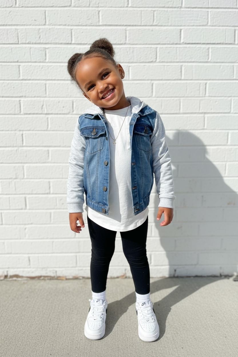 STRETCH DENIM JACKET - LIGHT DENIM + GREY