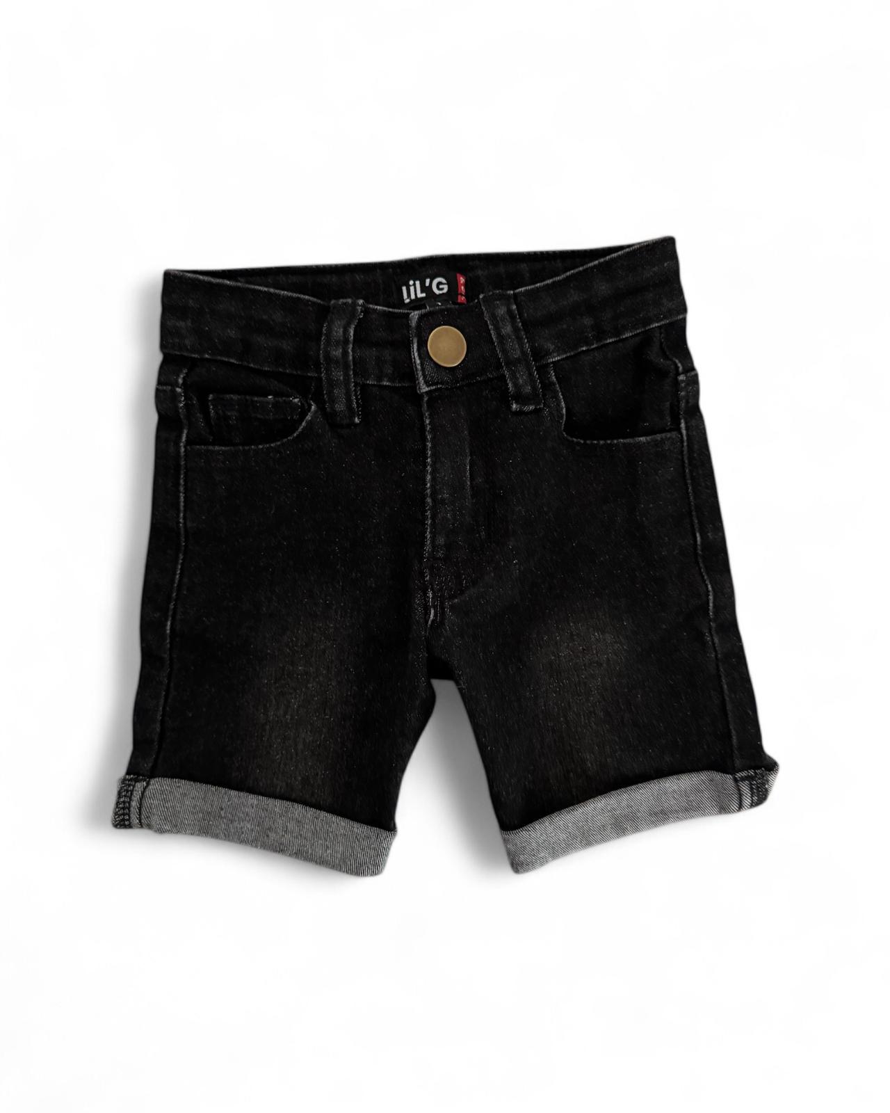 STRETCH DENIM SHORTS - BLACK