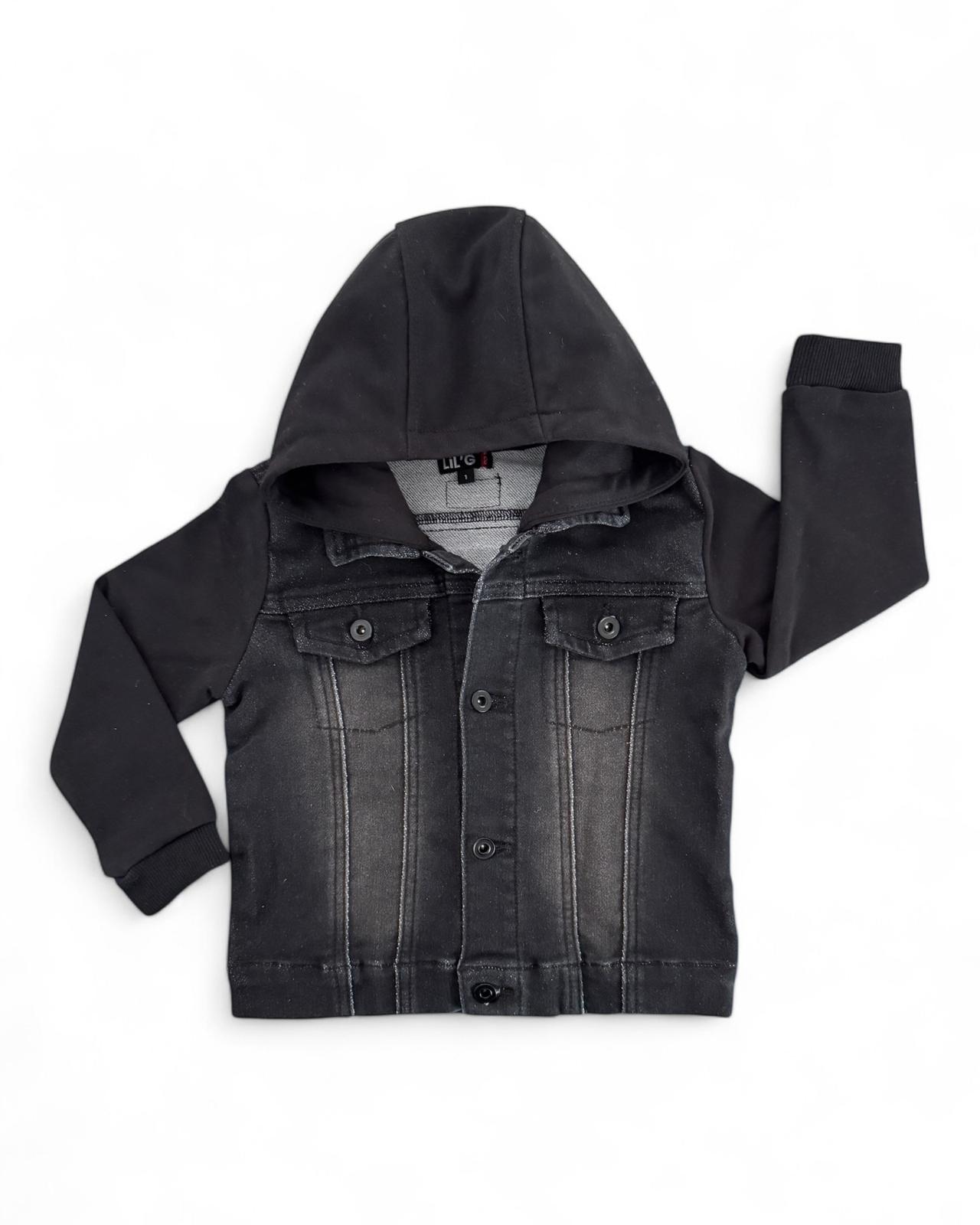 STRETCH DENIM JACKET (BLACK) + CUSTOM BULLS TEE- LIMITED EDITION