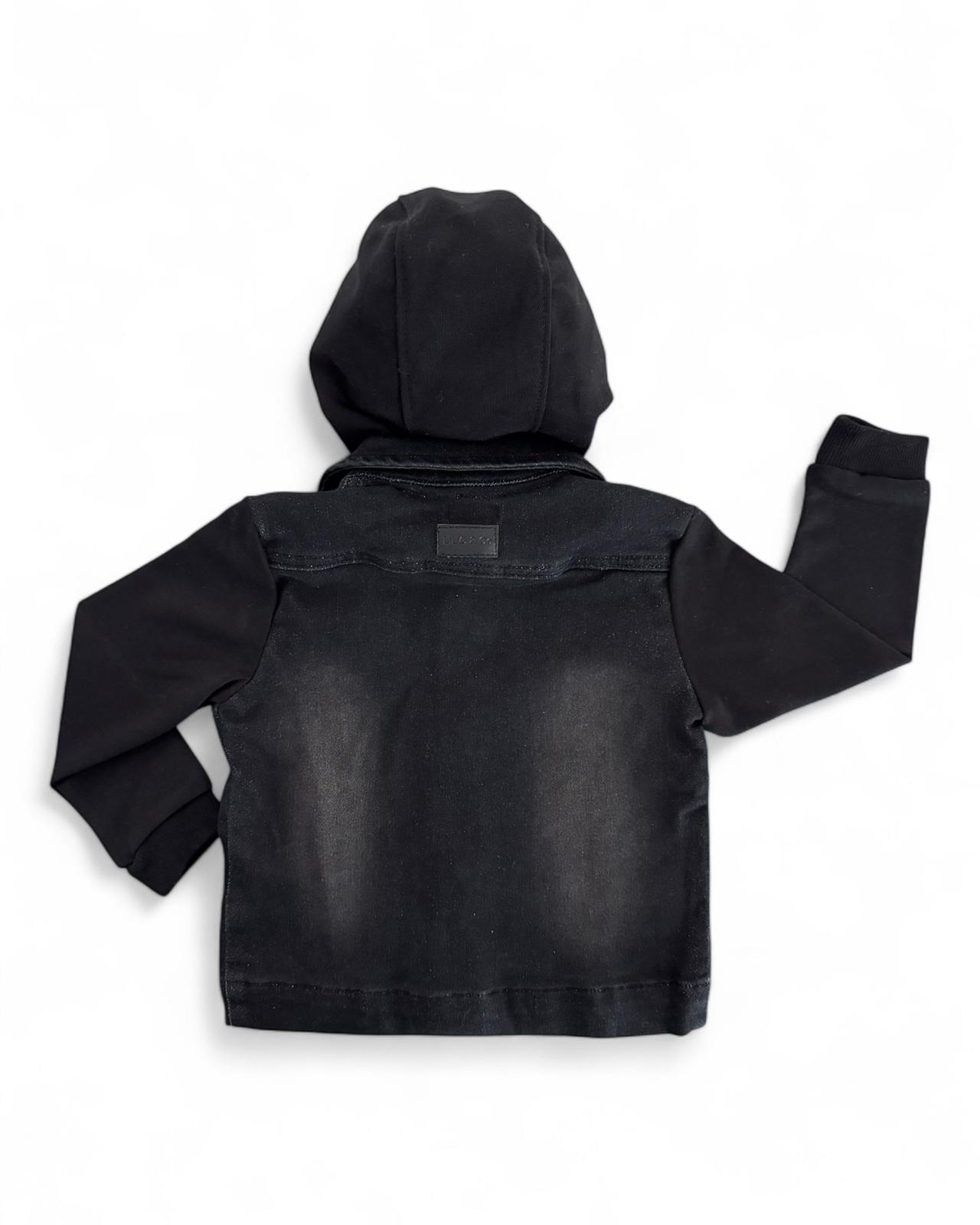 STRETCH DENIM JACKET (BLACK) + CUSTOM BULLS TEE- LIMITED EDITION