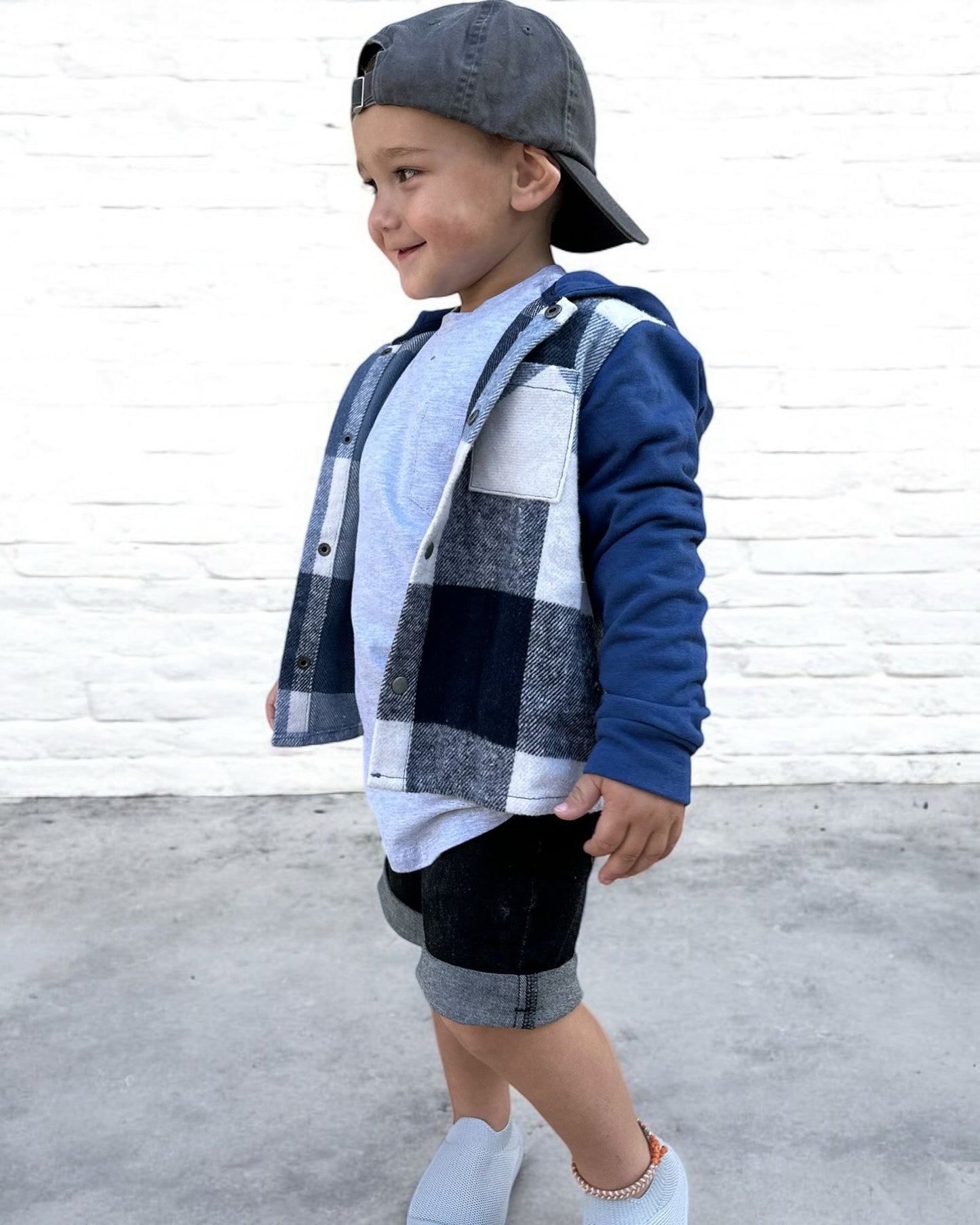 CHECKERED JACKET - BLUE (runs small-size up)