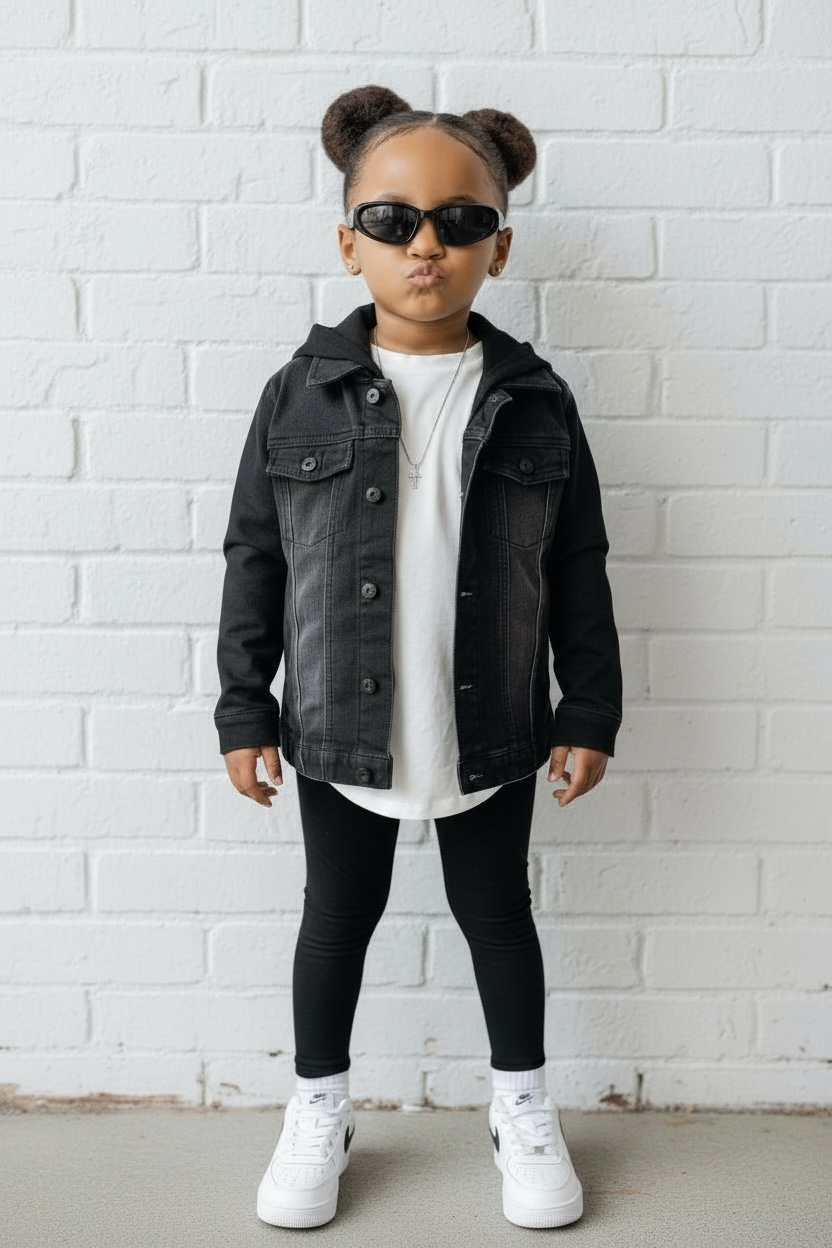 STRETCH DENIM JACKET - BLACK