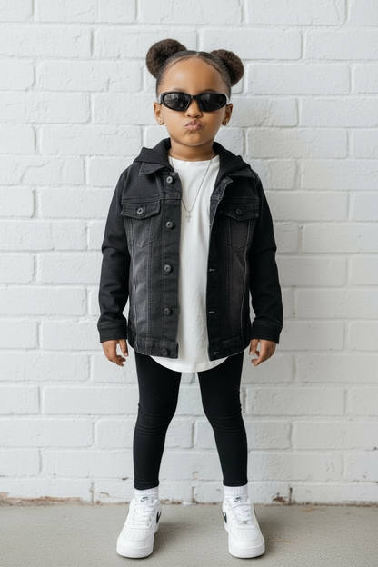 STRETCH DENIM JACKET - BLACK