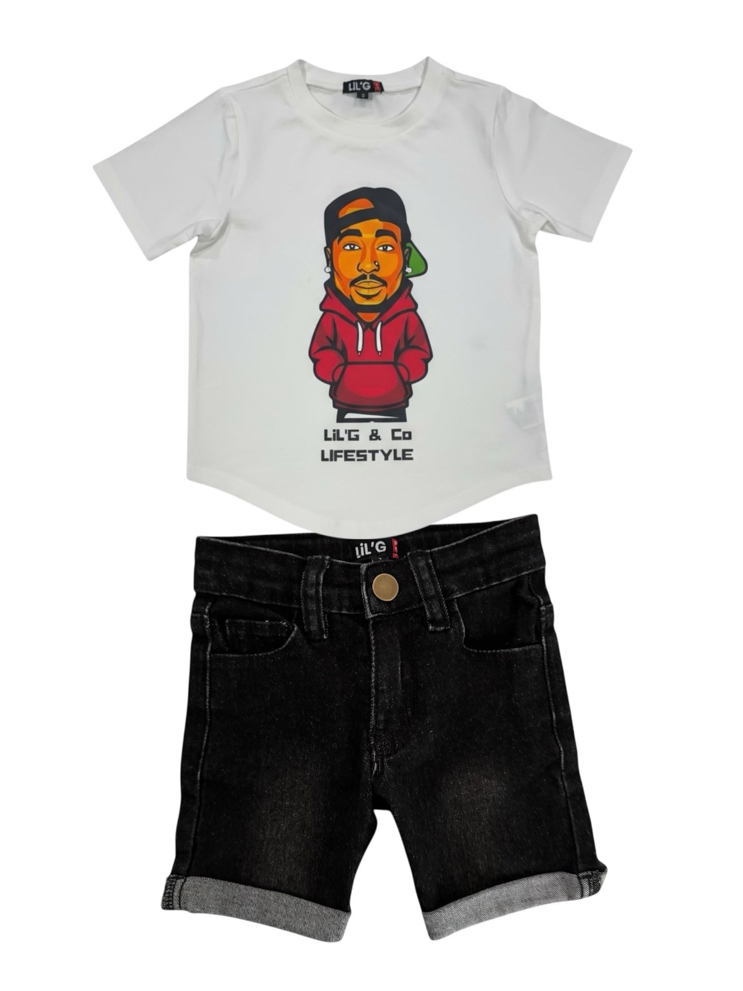 ALL EYEZ ON MY SET - SHORT SLEEVE T-SHIRT + DENIM SHORTS
