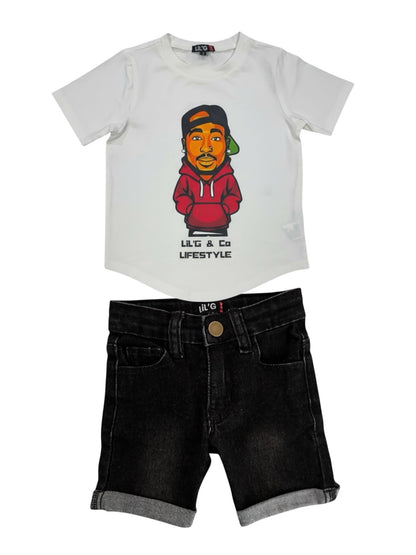 ALL EYEZ ON MY SET - SHORT SLEEVE T-SHIRT + DENIM SHORTS