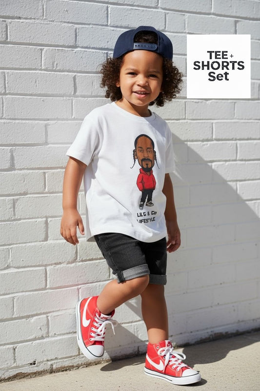 D O Double G -  SET - SHORT SLEEVE T-SHIRT + DENIM SHORTS