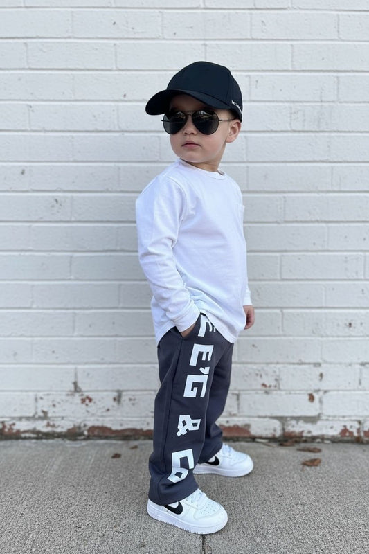 Long Sleeve Tee + Track Pant Set - Charcoal