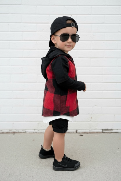 CHECKERED JACKET - RED (runs small-size up)