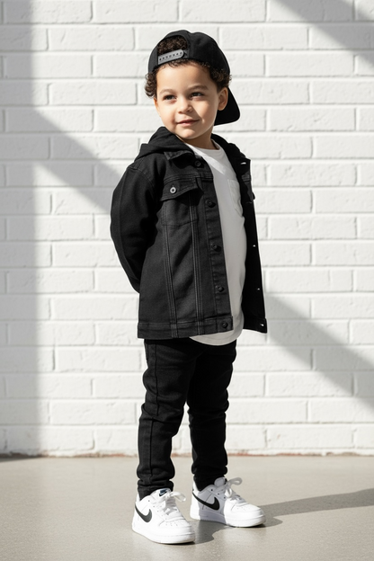 STRETCH DENIM JACKET - BLACK