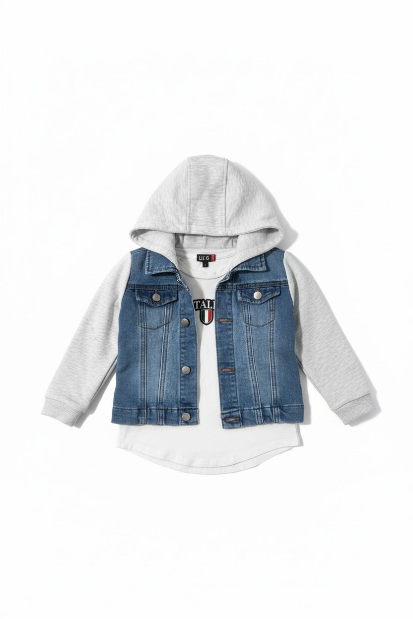 ITALIA T SHIRT + STRETCH DENIM JACKET