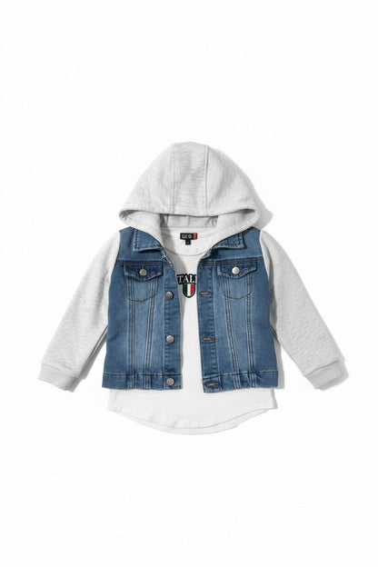 ITALIA T SHIRT + STRETCH DENIM JACKET