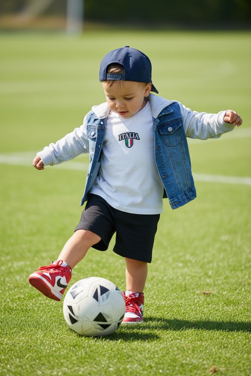 ITALIA T SHIRT + STRETCH DENIM JACKET