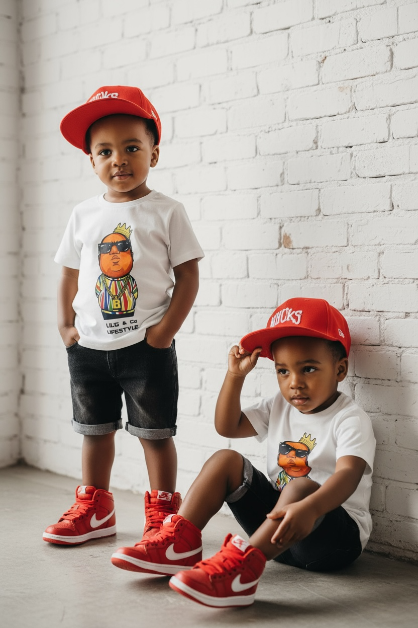 BIG POPPA SET - SHORT SLEEVE T-SHIRT + DENIM SHORTS