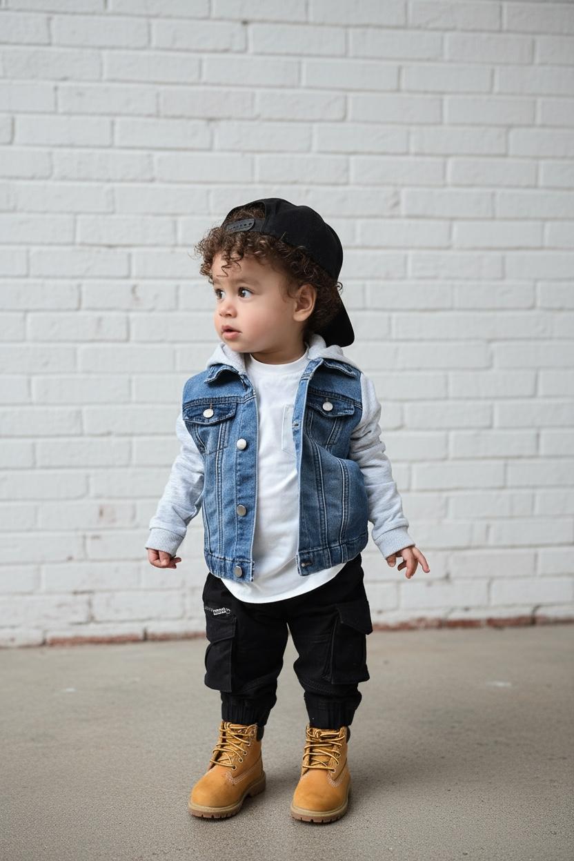 STRETCH DENIM JACKET -  LIGHT DENIM + GREY