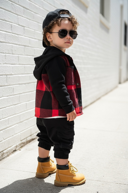 CHECKERED JACKET - RED (runs small-size up)