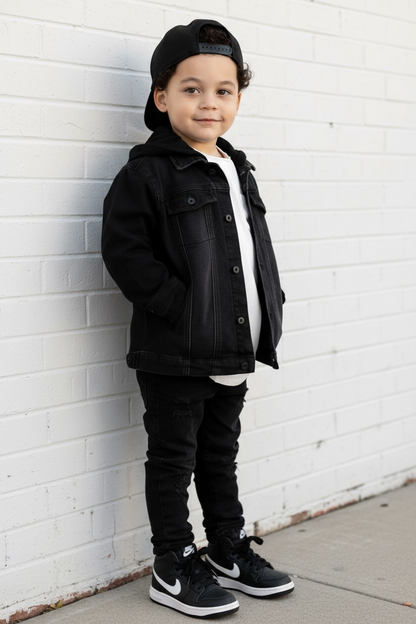 STRETCH DENIM JACKET - BLACK