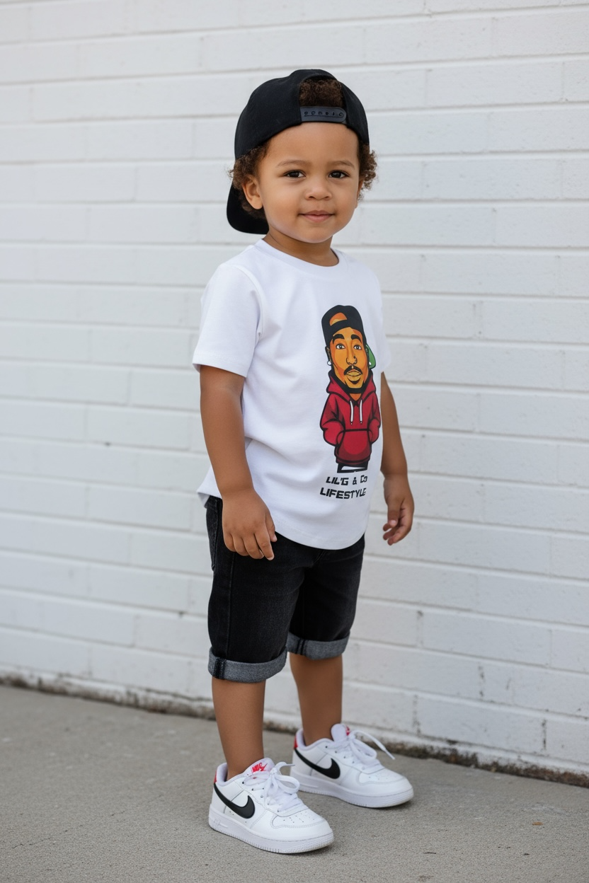 ALL EYEZ ON MY SET - SHORT SLEEVE T-SHIRT + DENIM SHORTS