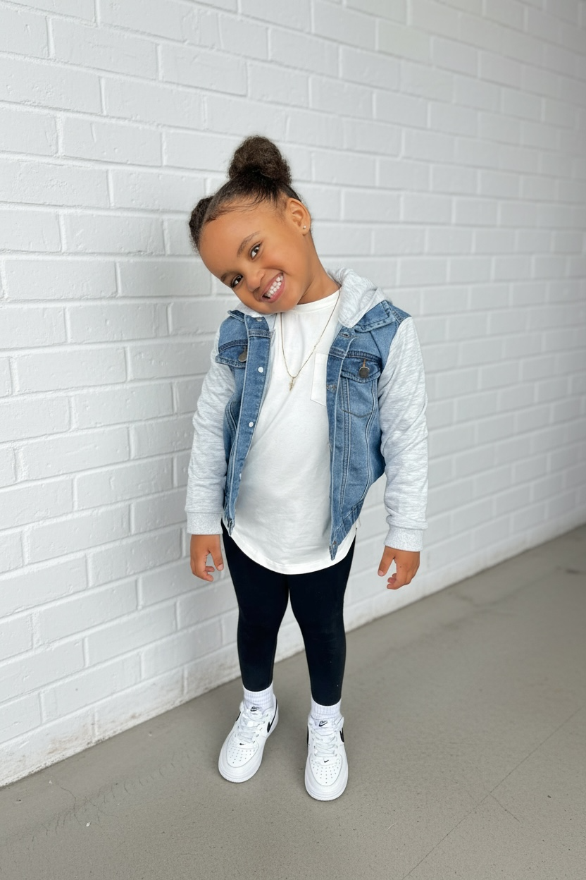 STRETCH DENIM JACKET -  LIGHT DENIM + GREY