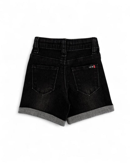 STRETCH DENIM SHORTS - BLACK