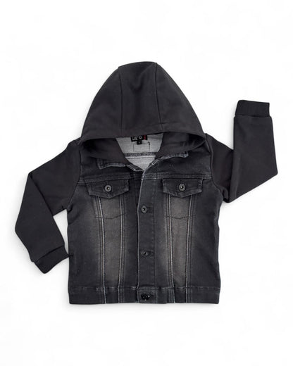 STRETCH DENIM JACKET (BLACK) + CUSTOM BULLS TEE- LIMITED EDITION