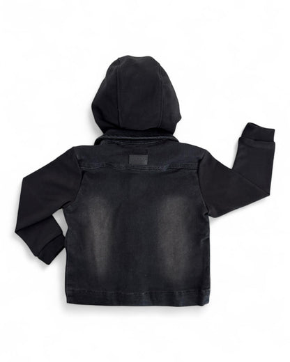 STRETCH DENIM JACKET (BLACK) + CUSTOM BULLS TEE- LIMITED EDITION