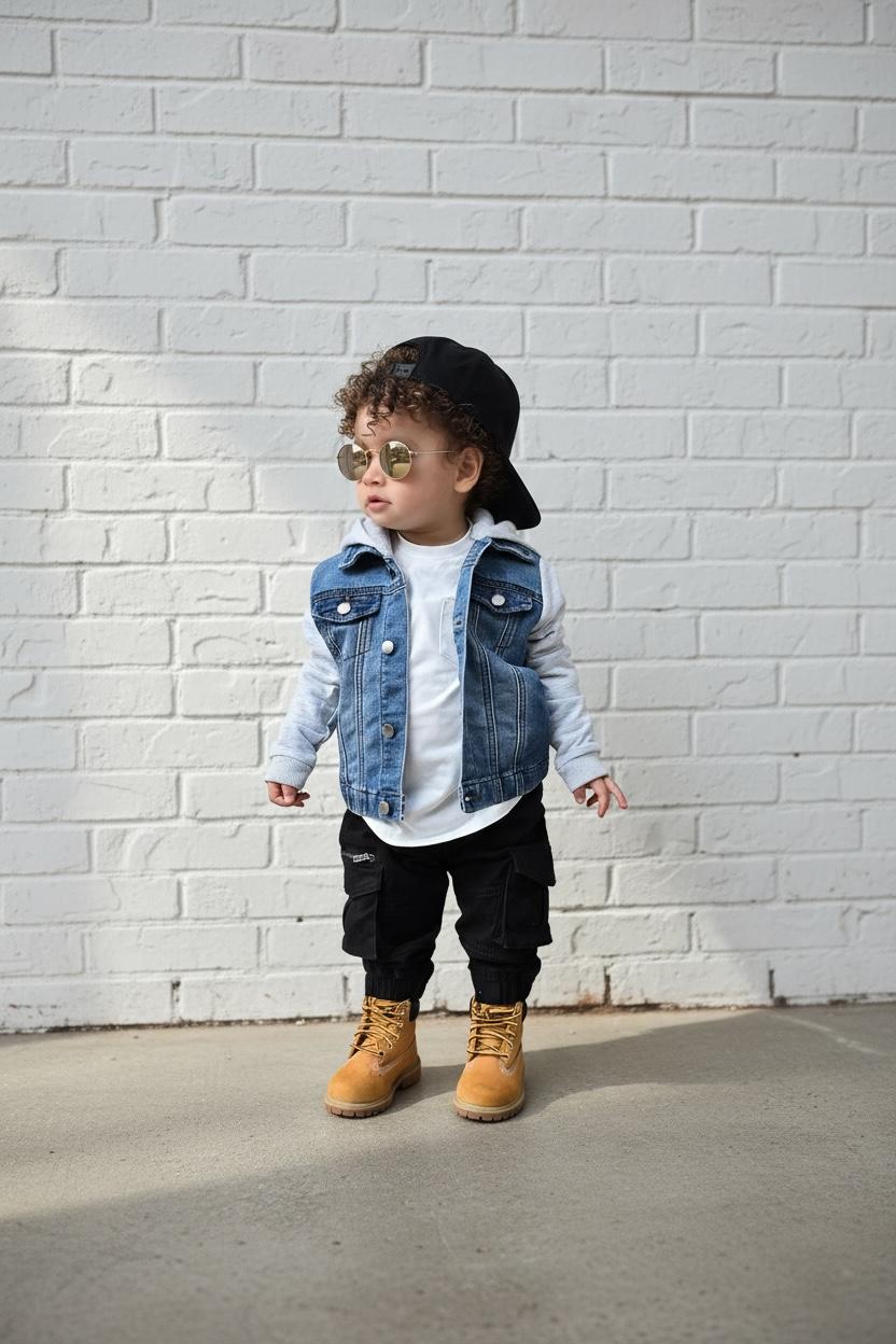 STRETCH DENIM JACKET -  LIGHT DENIM + GREY