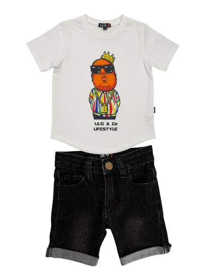 BIG POPPA SET - SHORT SLEEVE T-SHIRT + DENIM SHORTS